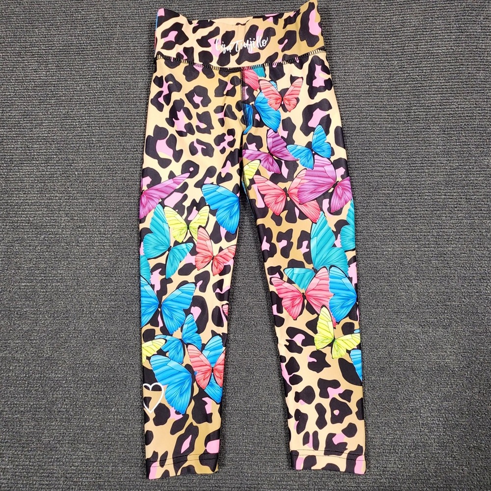 Lisa Trujillo Activewear Leggings Girls Size M Leopard Butterfly Print Athletic
